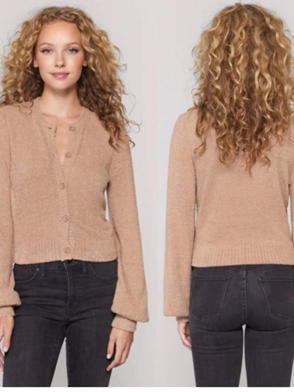 Spiritual Gangster Melody Beige Soft Cozy Cardigan Sweater - Picture 2 of 10